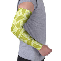 Lime Green Hawaii Kalo Palaka Motifs Arm Sleeves Hawaiian Taro Leaves Elegant Vibes - Polynesian Pride