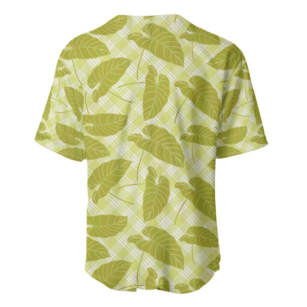 Lime Green Hawaii Kalo Palaka Motifs Baseball Jersey Hawaiian Taro Leaves Elegant Vibes - Polynesian Pride