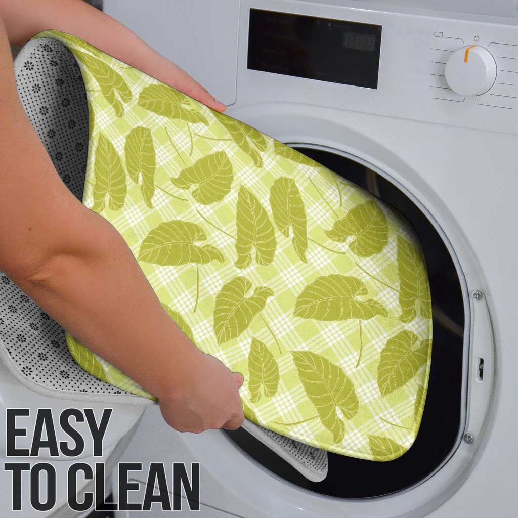 Lime Green Hawaii Kalo Palaka Motifs Bathroom Set Hawaiian Taro Leaves Elegant Vibes - Polynesian Pride