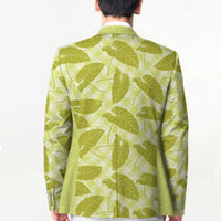 Lime Green Hawaii Kalo Palaka Motifs Blazer Hawaiian Taro Leaves Elegant Vibes - Polynesian Pride