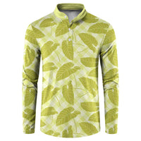 Lime Green Hawaii Kalo Palaka Motifs Button Sweatshirt Hawaiian Taro Leaves Elegant Vibes - Polynesian Pride