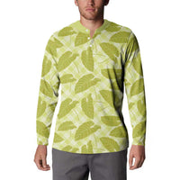 Lime Green Hawaii Kalo Palaka Motifs Button Sweatshirt Hawaiian Taro Leaves Elegant Vibes - Polynesian Pride