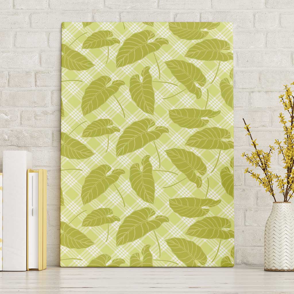 Lime Green Hawaii Kalo Palaka Motifs Canvas Wall Art Hawaiian Taro Leaves Elegant Vibes - Polynesian Pride