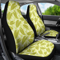 Lime Green Hawaii Kalo Palaka Motifs Car Seat Cover Hawaiian Taro Leaves Elegant Vibes - Polynesian Pride