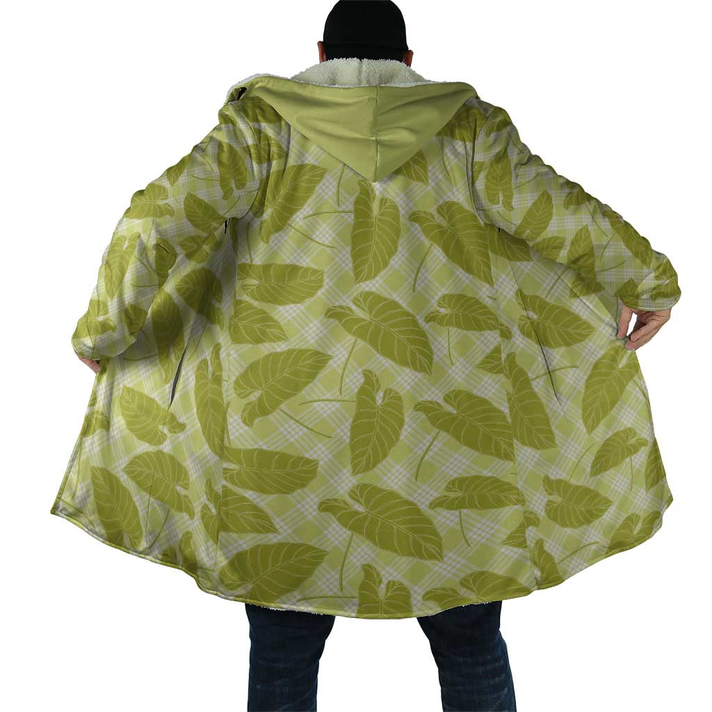 Lime Green Hawaii Kalo Palaka Motifs Cloak Hawaiian Taro Leaves Elegant Vibes - Polynesian Pride