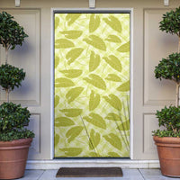 Lime Green Hawaii Kalo Palaka Motifs Door Cover Hawaiian Taro Leaves Elegant Vibes - Polynesian Pride