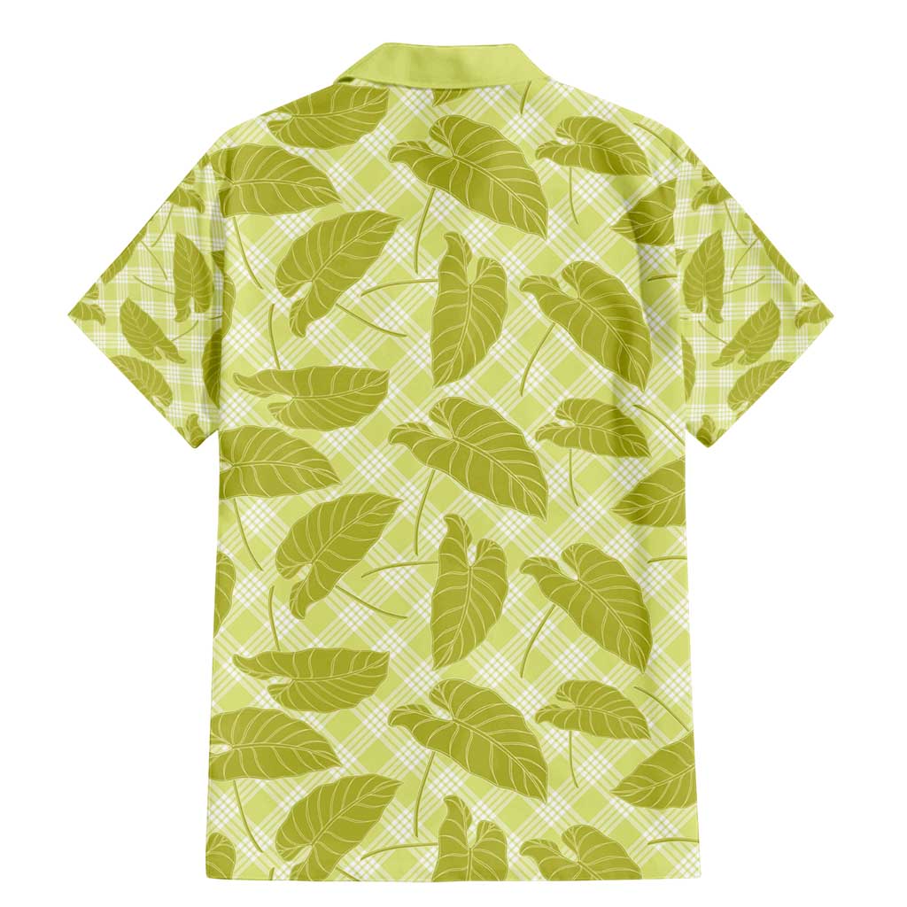 Lime Green Hawaii Kalo Palaka Motifs Family Matching Mermaid Dress and Hawaiian Shirt Hawaiian Taro Leaves Elegant Vibes - Polynesian Pride