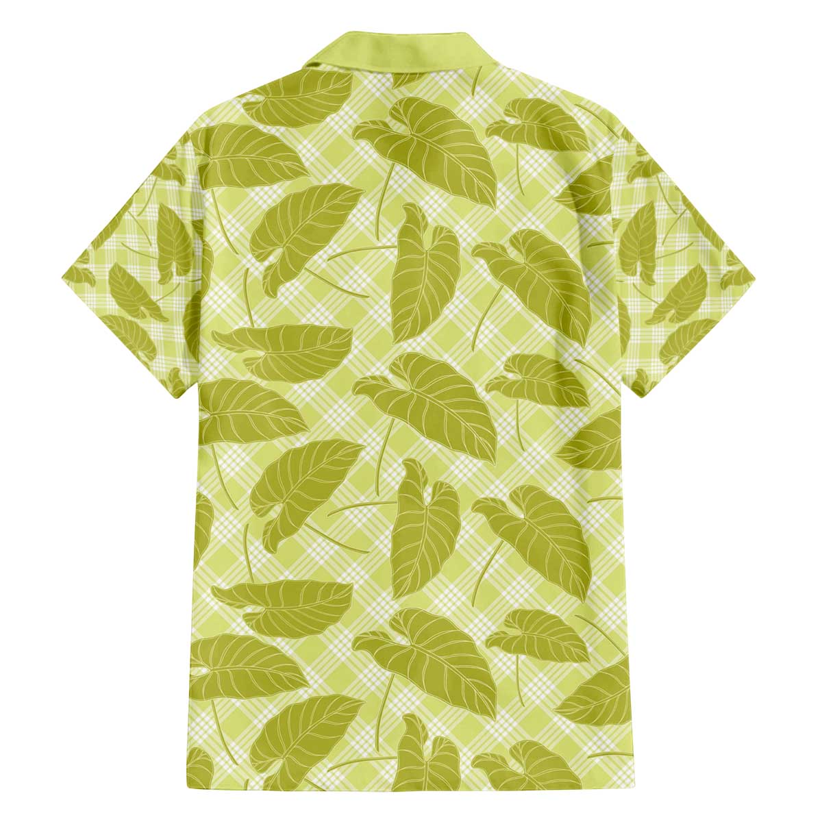 Lime Green Hawaii Kalo Palaka Motifs Family Matching Off The Shoulder Long Sleeve Dress and Hawaiian Shirt Hawaiian Taro Leaves Elegant Vibes - Polynesian Pride