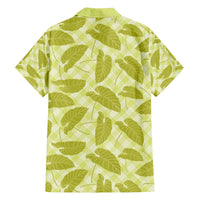Lime Green Hawaii Kalo Palaka Motifs Family Matching Off The Shoulder Long Sleeve Dress and Hawaiian Shirt Hawaiian Taro Leaves Elegant Vibes - Polynesian Pride