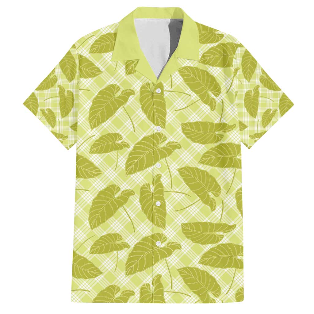 Lime Green Hawaii Kalo Palaka Motifs Family Matching Summer Maxi Dress and Hawaiian Shirt Hawaiian Taro Leaves Elegant Vibes - Polynesian Pride