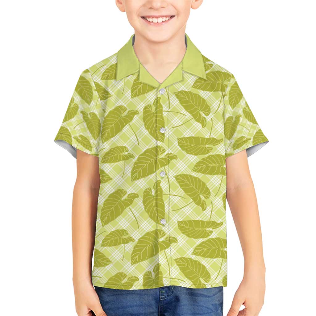 Lime Green Hawaii Kalo Palaka Motifs Family Matching Summer Maxi Dress and Hawaiian Shirt Hawaiian Taro Leaves Elegant Vibes - Polynesian Pride