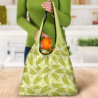 Lime Green Hawaii Kalo Palaka Motifs Grocery Bag Hawaiian Taro Leaves Elegant Vibes - Polynesian Pride