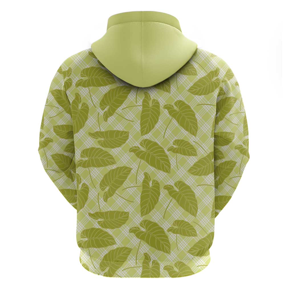 Lime Green Hawaii Kalo Palaka Motifs Hoodie Hawaiian Taro Leaves Elegant Vibes - Polynesian Pride