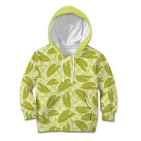 Lime Green Hawaii Kalo Palaka Motifs Kid Hoodie Hawaiian Taro Leaves Elegant Vibes - Polynesian Pride