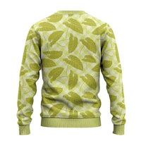 Lime Green Hawaii Kalo Palaka Motifs Ugly Christmas Sweater Hawaiian Taro Leaves Elegant Vibes - Polynesian Pride