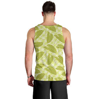 Lime Green Hawaii Kalo Palaka Motifs Men Tank Top Hawaiian Taro Leaves Elegant Vibes - Polynesian Pride