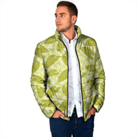 Lime Green Hawaii Kalo Palaka Motifs Padded Jacket Hawaiian Taro Leaves Elegant Vibes - Polynesian Pride