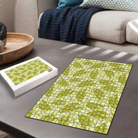 Lime Green Hawaii Kalo Palaka Motifs Puzzle Hawaiian Taro Leaves Elegant Vibes - Polynesian Pride