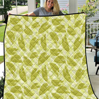 Lime Green Hawaii Kalo Palaka Motifs Quilt Hawaiian Taro Leaves Elegant Vibes - Polynesian Pride