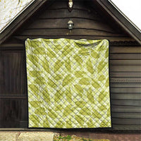 Lime Green Hawaii Kalo Palaka Motifs Quilt Hawaiian Taro Leaves Elegant Vibes - Polynesian Pride