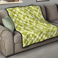 Lime Green Hawaii Kalo Palaka Motifs Quilt Hawaiian Taro Leaves Elegant Vibes - Polynesian Pride