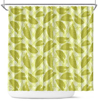 Lime Green Hawaii Kalo Palaka Motifs Shower Curtain Hawaiian Taro Leaves Elegant Vibes - Polynesian Pride