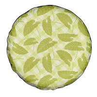 Lime Green Hawaii Kalo Palaka Motifs Spare Tire Cover Hawaiian Taro Leaves Elegant Vibes - Polynesian Pride
