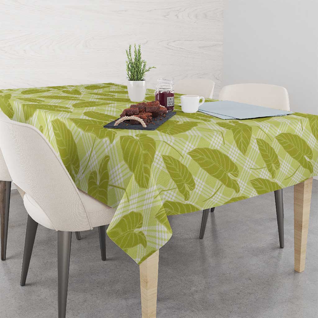 Lime Green Hawaii Kalo Palaka Motifs Tablecloth Hawaiian Taro Leaves Elegant Vibes - Polynesian Pride