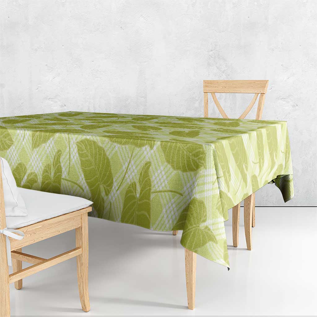 Lime Green Hawaii Kalo Palaka Motifs Tablecloth Hawaiian Taro Leaves Elegant Vibes - Polynesian Pride