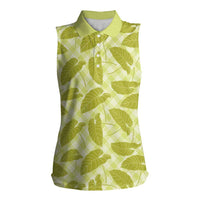 Lime Green Hawaii Kalo Palaka Motifs Women Sleeveless Polo Shirt Hawaiian Taro Leaves Elegant Vibes - Polynesian Pride