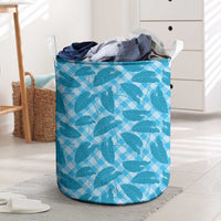 Blue Hawaii Kalo Palaka Motifs Laundry Basket Hawaiian Taro Leaves Elegant Vibes - Polynesian Pride
