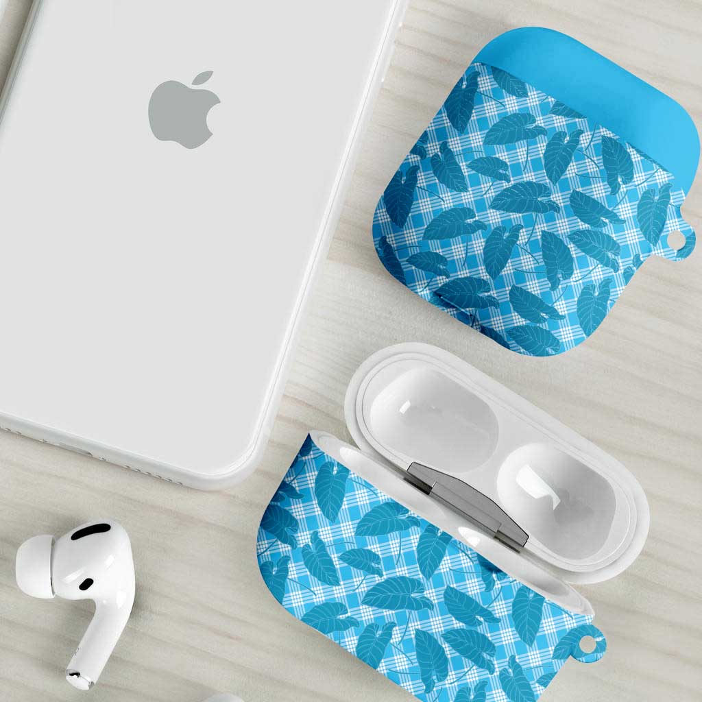 Blue Hawaii Kalo Palaka Motifs AirPods Case Hawaiian Taro Leaves Elegant Vibes - Polynesian Pride