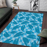 Blue Hawaii Kalo Palaka Motifs Area Rug Hawaiian Taro Leaves Elegant Vibes - Polynesian Pride