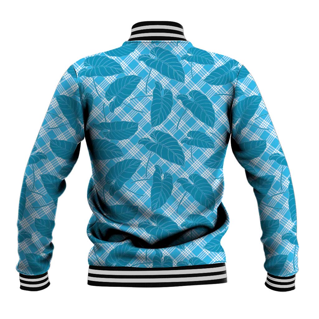 Blue Hawaii Kalo Palaka Motifs Baseball Jacket Hawaiian Taro Leaves Elegant Vibes - Polynesian Pride