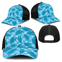 Blue Hawaii Kalo Palaka Motifs Baseball Net Cap Hawaiian Taro Leaves Elegant Vibes