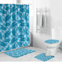 Blue Hawaii Kalo Palaka Motifs Bathroom Set Hawaiian Taro Leaves Elegant Vibes - Polynesian Pride