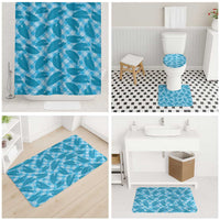 Blue Hawaii Kalo Palaka Motifs Bathroom Set Hawaiian Taro Leaves Elegant Vibes - Polynesian Pride