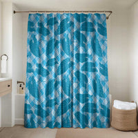 Blue Hawaii Kalo Palaka Motifs Bathroom Set Hawaiian Taro Leaves Elegant Vibes - Polynesian Pride