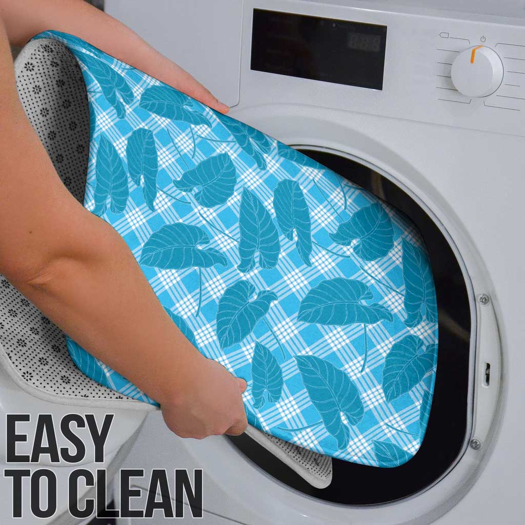 Blue Hawaii Kalo Palaka Motifs Bathroom Set Hawaiian Taro Leaves Elegant Vibes - Polynesian Pride