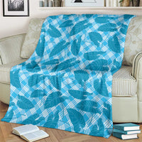 Blue Hawaii Kalo Palaka Motifs Blanket Hawaiian Taro Leaves Elegant Vibes - Polynesian Pride