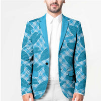 Blue Hawaii Kalo Palaka Motifs Blazer Hawaiian Taro Leaves Elegant Vibes - Polynesian Pride