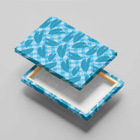 Blue Hawaii Kalo Palaka Motifs Canvas Wall Art Hawaiian Taro Leaves Elegant Vibes - Polynesian Pride