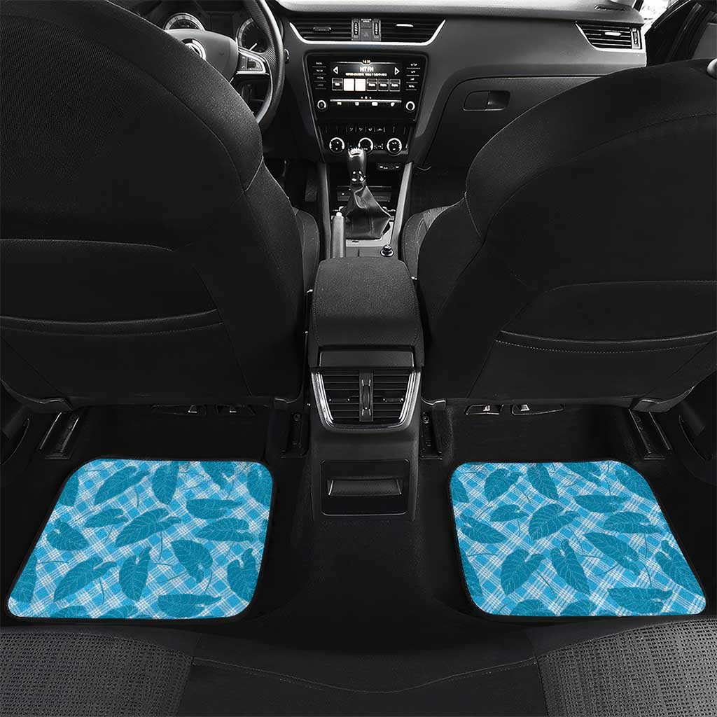 Blue Hawaii Kalo Palaka Motifs Car Mats Hawaiian Taro Leaves Elegant Vibes - Polynesian Pride