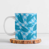 Blue Hawaii Kalo Palaka Motifs Ceramic Mug Hawaiian Taro Leaves Elegant Vibes - Polynesian Pride