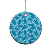 Blue Hawaii Kalo Palaka Motifs Ceramic Ornament Hawaiian Taro Leaves Elegant Vibes - Polynesian Pride