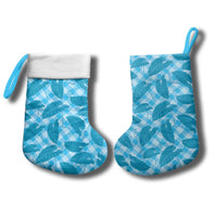 Blue Hawaii Kalo Palaka Motifs Christmas Stocking Hawaiian Taro Leaves Elegant Vibes - Polynesian Pride
