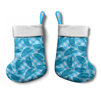 Blue Hawaii Kalo Palaka Motifs Christmas Stocking Hawaiian Taro Leaves Elegant Vibes - Polynesian Pride