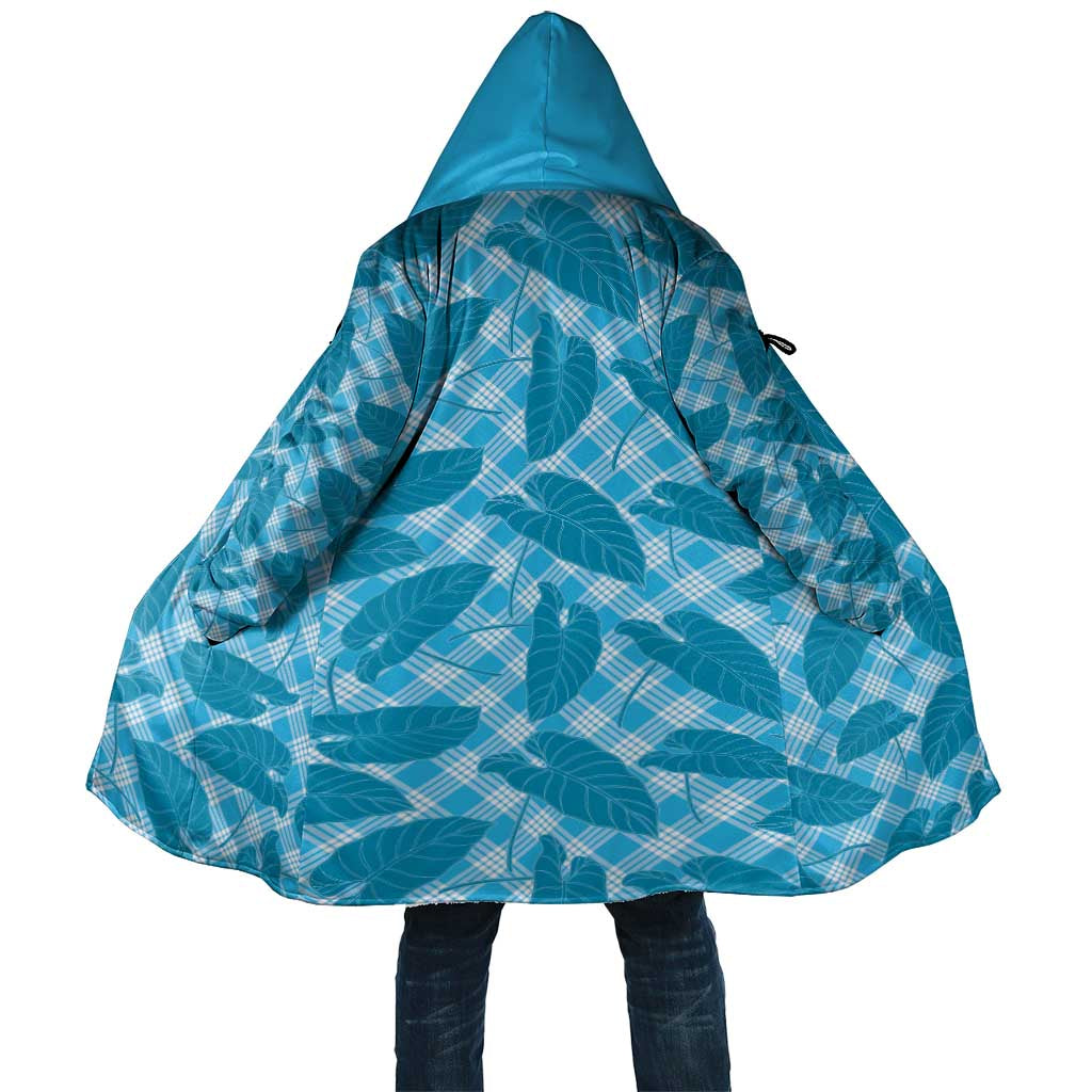Blue Hawaii Kalo Palaka Motifs Cloak Hawaiian Taro Leaves Elegant Vibes - Polynesian Pride