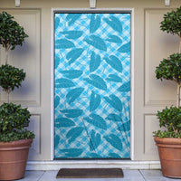 Blue Hawaii Kalo Palaka Motifs Door Cover Hawaiian Taro Leaves Elegant Vibes - Polynesian Pride