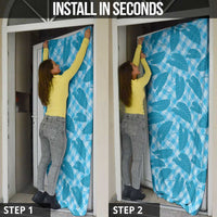 Blue Hawaii Kalo Palaka Motifs Door Cover Hawaiian Taro Leaves Elegant Vibes - Polynesian Pride